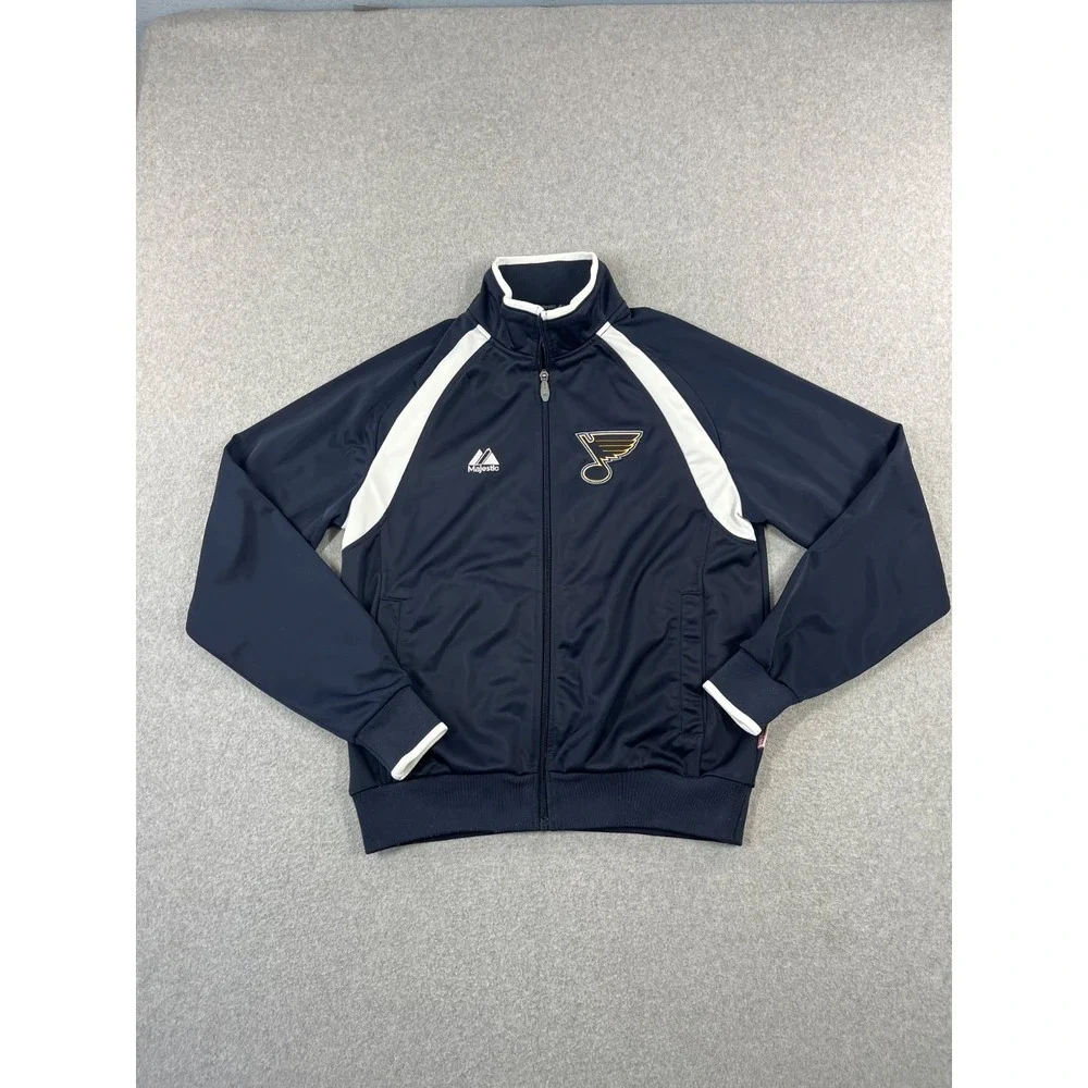 St Louis Blues Hockey Jacket Adult S Navy NHL Majestic Therma Base Full Zip